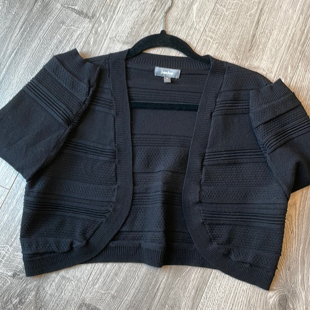 NEIMAN MARCUS Black Cropped  Shrug with 3/4 sleeves